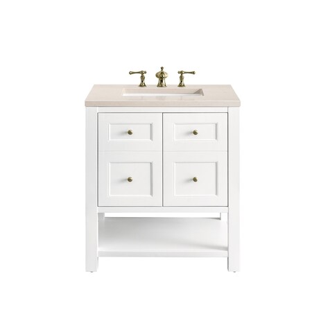 James Martin Vanities Breckenridge 30in Single Vanity, Bright White w/ 3 CM Eternal Marfil Top 330-V30-BW-3EMR